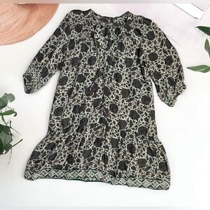 Natalie Martin Silk Stevie Geranium Floral printed M tassel bohemian mini dress